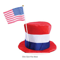 6 Pack Bulk Plush Patriotic Top Hat American Flag Design