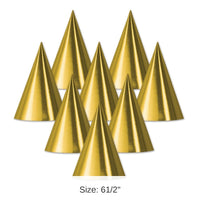 48 Pack Bulk Foil Cone Hat - gold