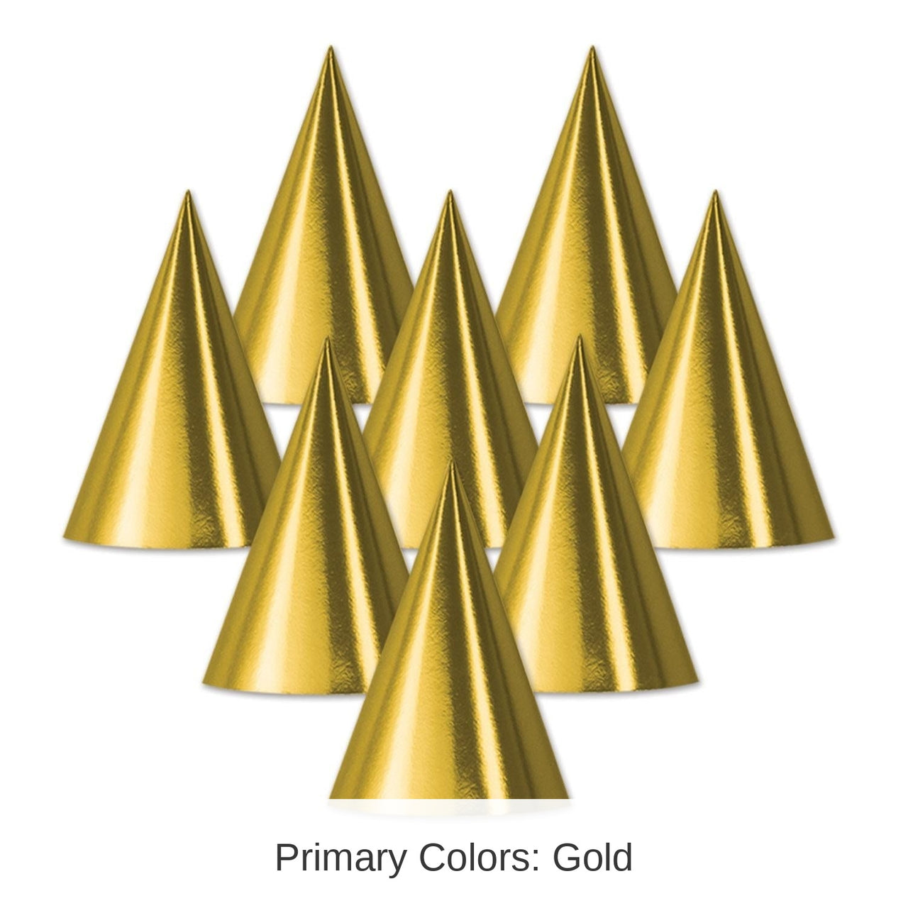 48 Pack Bulk Foil Cone Hat - gold