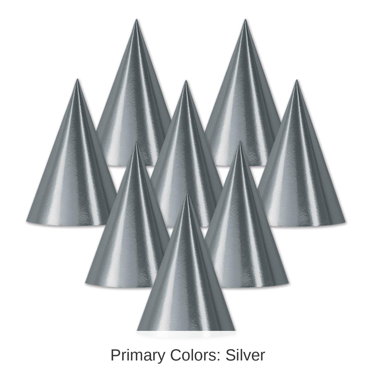 48 Pack Bulk Foil Cone Hat - silver