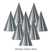48 Pack Bulk Foil Cone Hat - silver