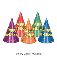 144 Pack Bulk Balloon/Confetti Birthday Party Cone Hats