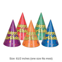 144 Pack Bulk Balloon/Confetti Birthday Party Cone Hats