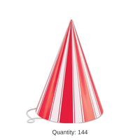 144 Pack Bulk Striped Cone Hat