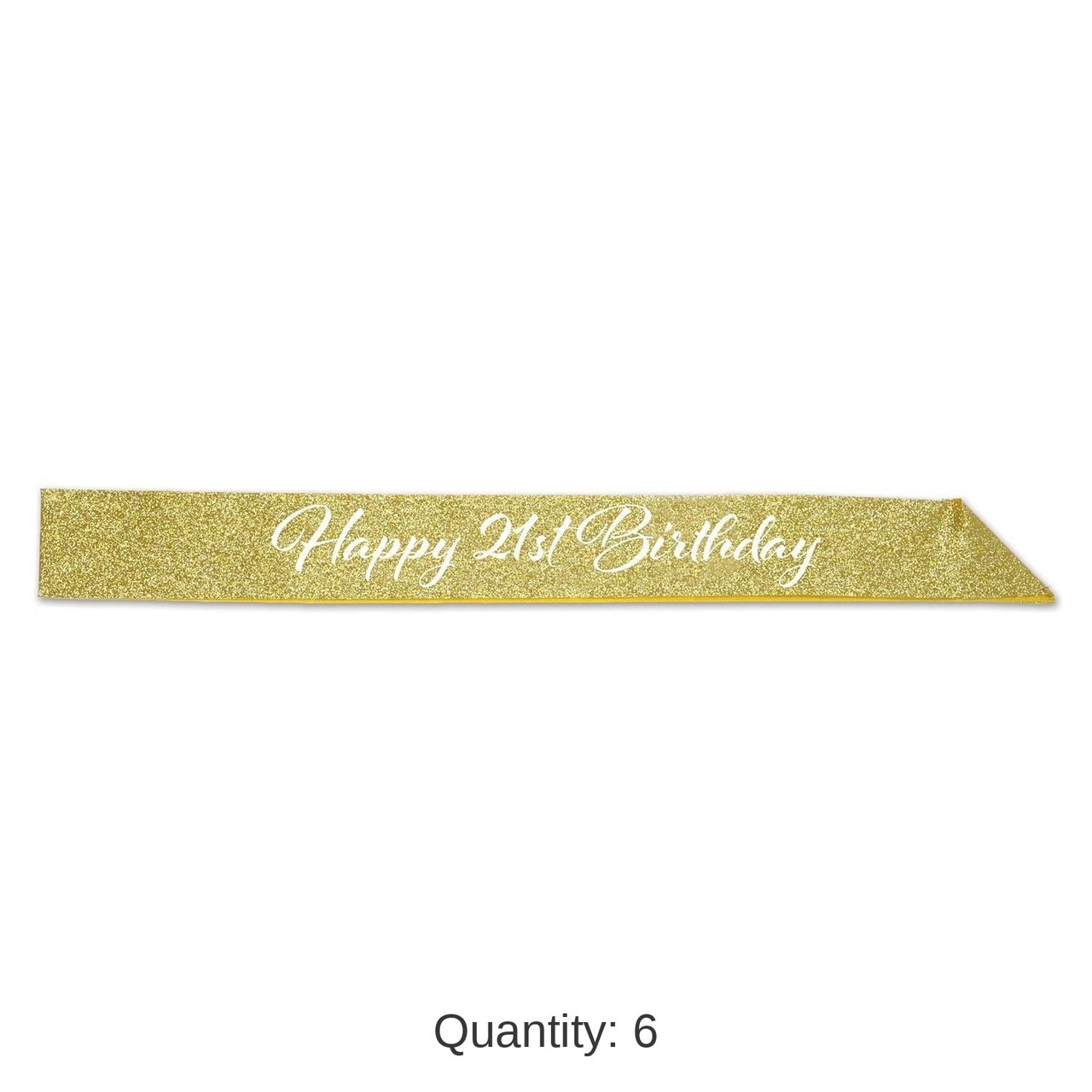 6 Pack Bulk Happy 21st Birthday Party Glittered Sash
