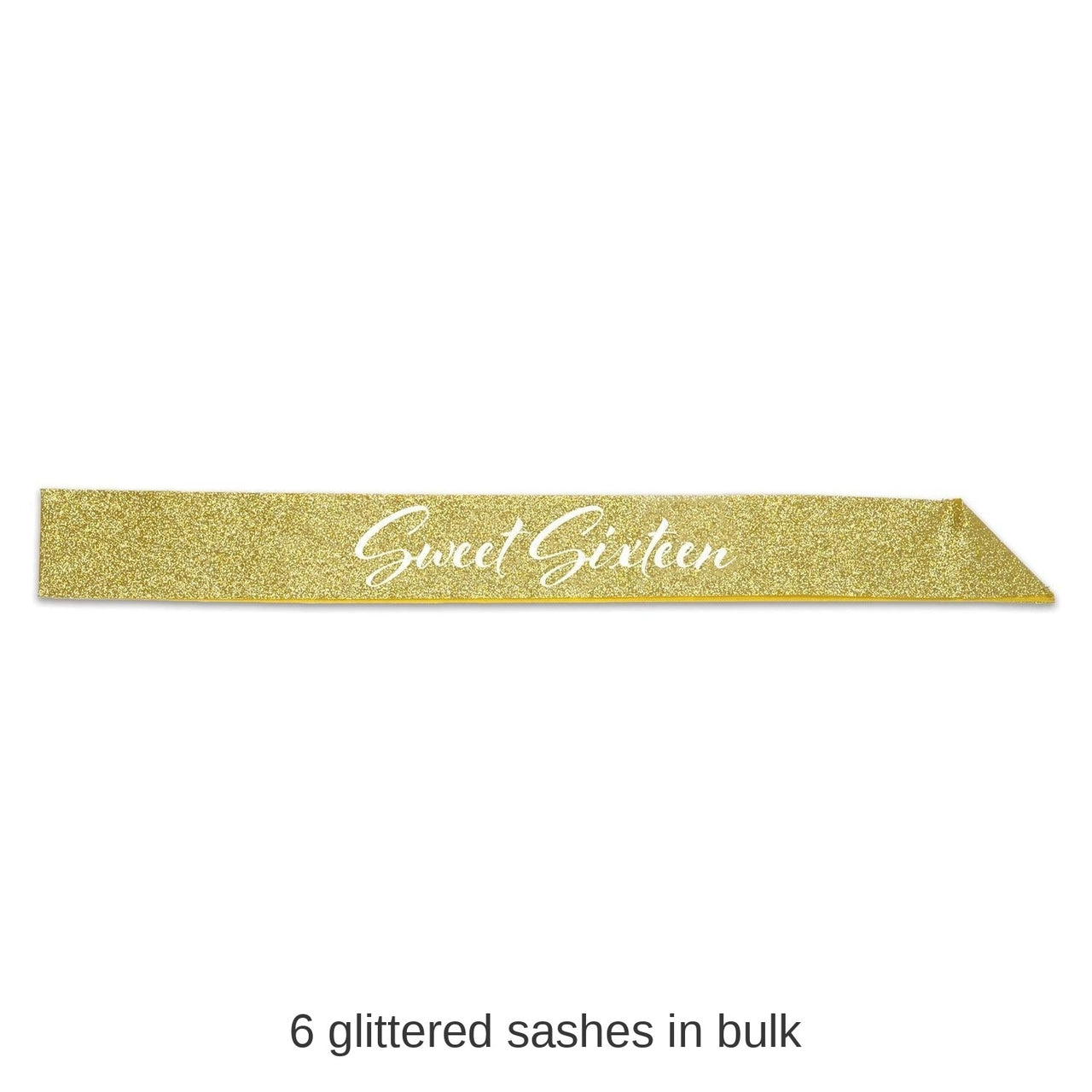 6 Pack Bulk Sweet Sixteen Glittered Sash