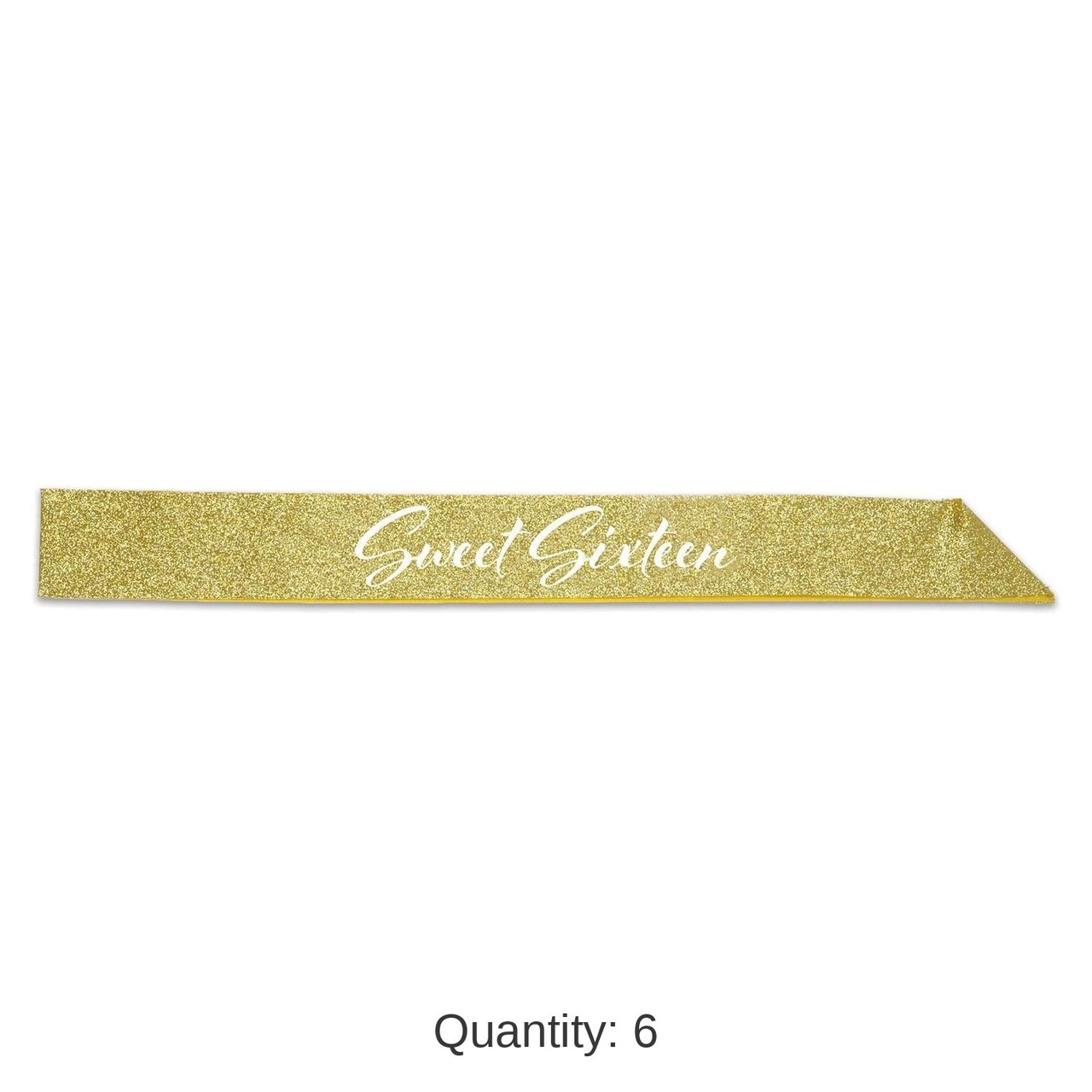 6 Pack Bulk Sweet Sixteen Glittered Sash