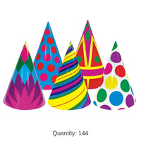 144 Pack Bulk Cone Hats