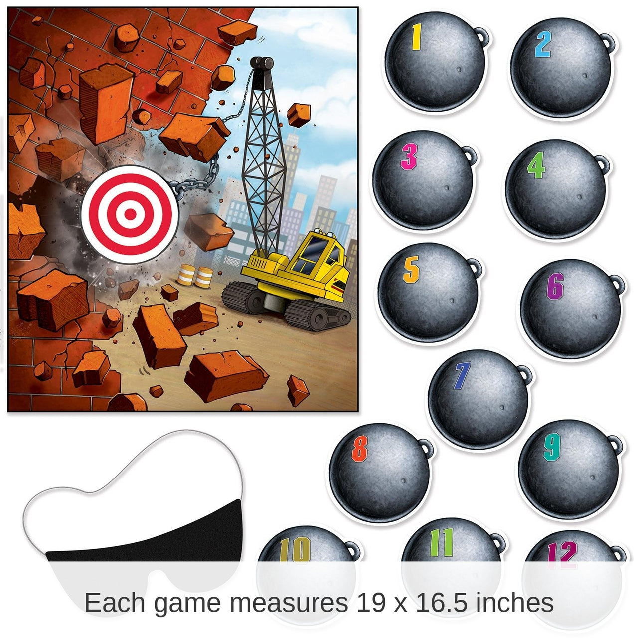 24 Pack Beistle Pin The Wrecking Ball On The Crane Party Game