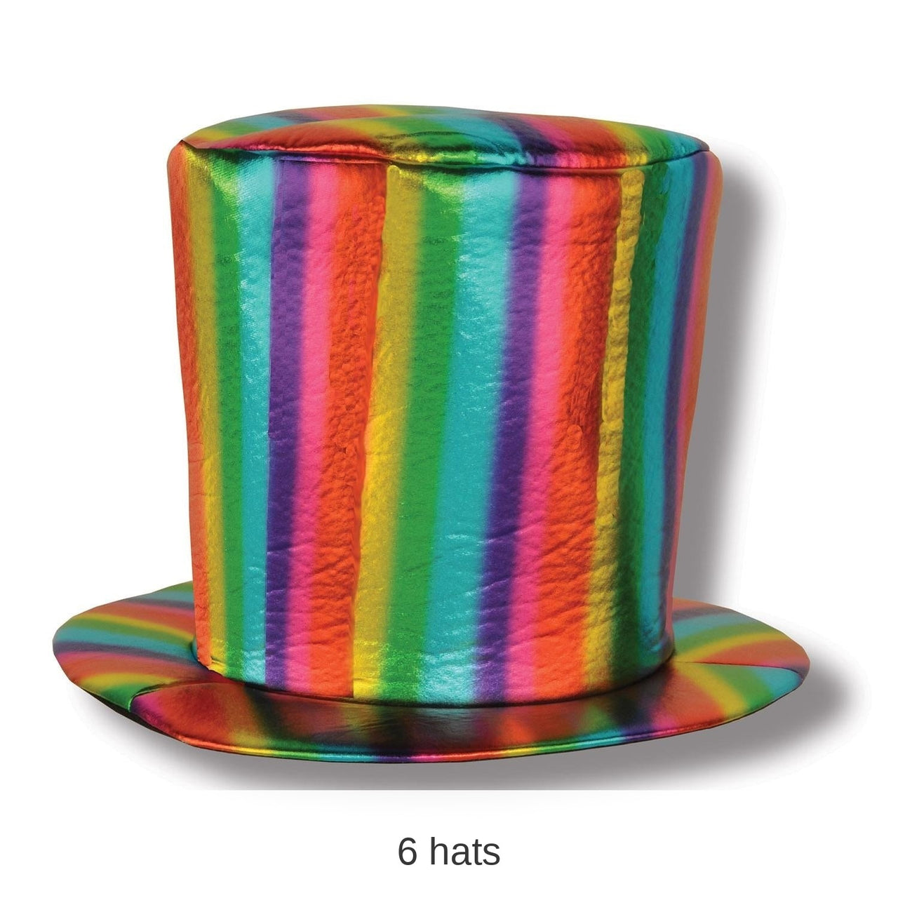 6 Pack Bulk Fabric Rainbow Hat