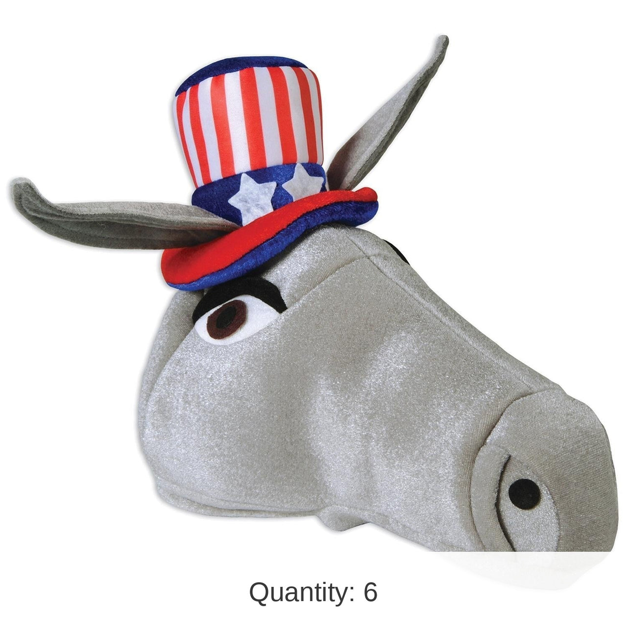 6 Pack Bulk Plush Patriotic Donkey Hat