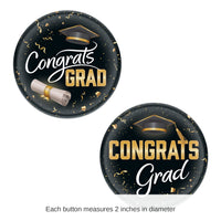 24 Pack Bulk Congrats Grad Buttons 2-inch Graduation Pins