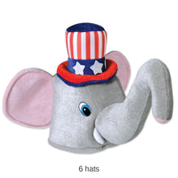 6 Pack Bulk Plush Patriotic Elephant Hat