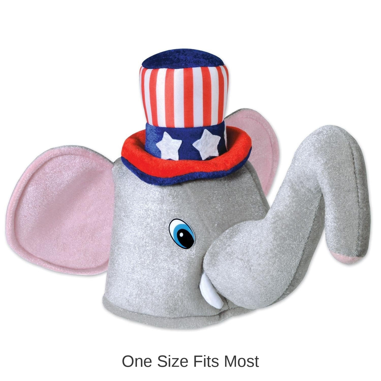 6 Pack Bulk Plush Patriotic Elephant Hat