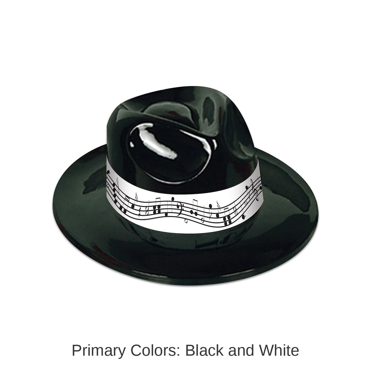 25 Pack Bulk Black Plastic Fedora with Music Band
