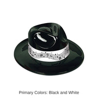 25 Pack Bulk Black Plastic Fedora with Music Band