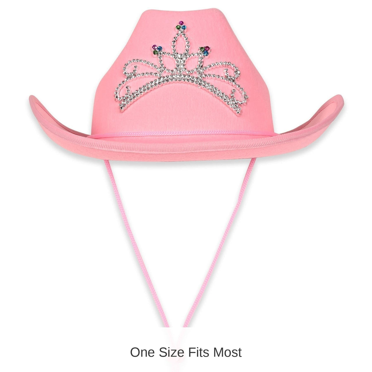 6 Pack Bulk Pink Felt Cowgirl Hat with Tiara