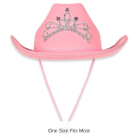 6 Pack Bulk Pink Felt Cowgirl Hat with Tiara