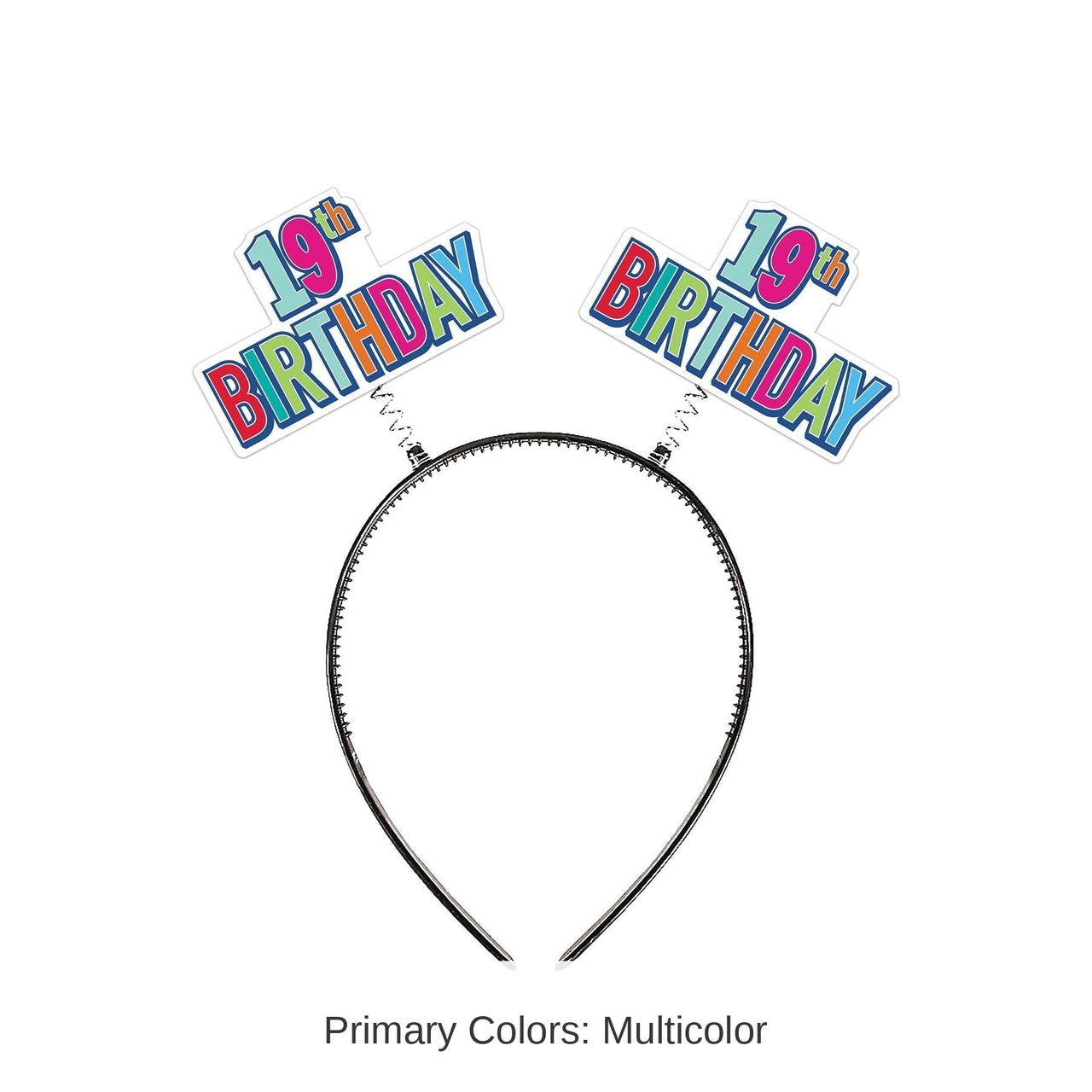 12 Pack Bulk 19th Birthday Boppers multi-color