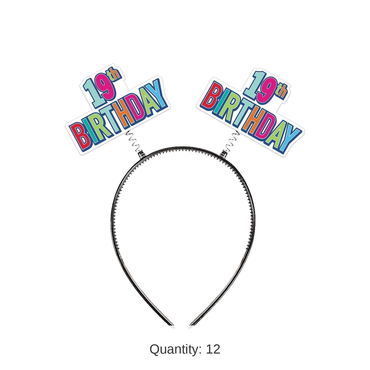 12 Pack Bulk 19th Birthday Boppers multi-color