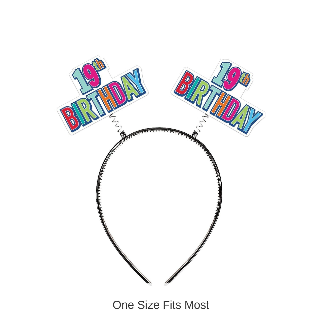 12 Pack Bulk 19th Birthday Boppers multi-color