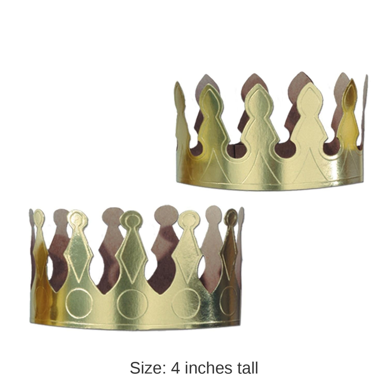 72 Pack Bulk Gold Foil Crowns