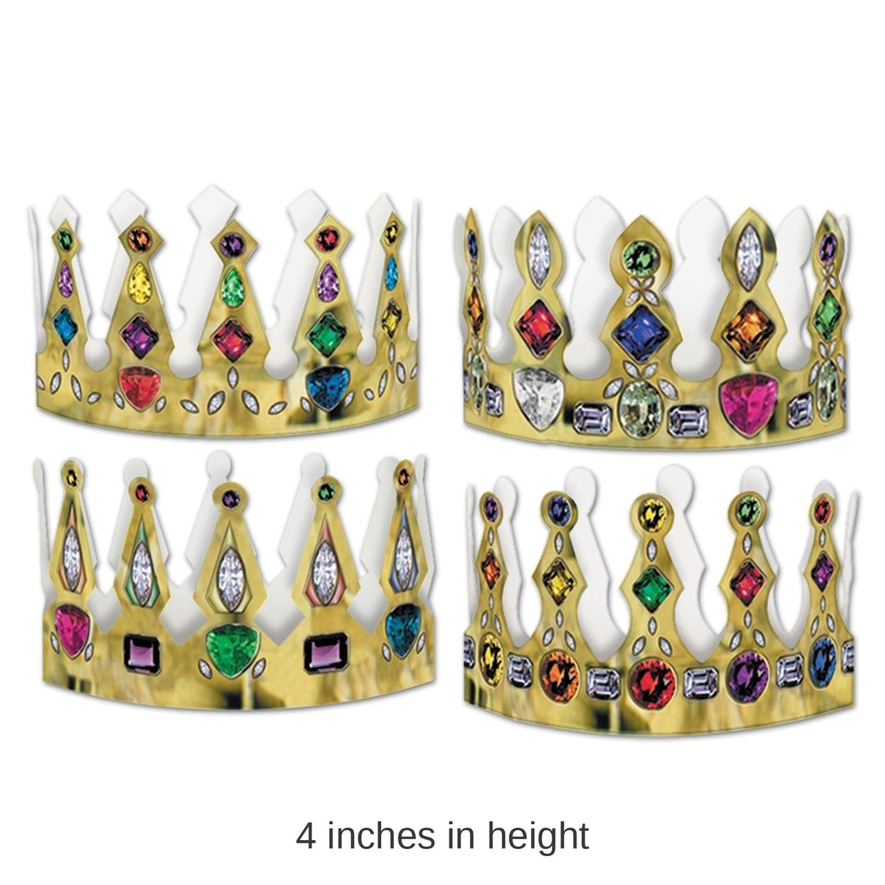 72 Pack Bulk Mardi Gras Printed Jeweled Crowns
