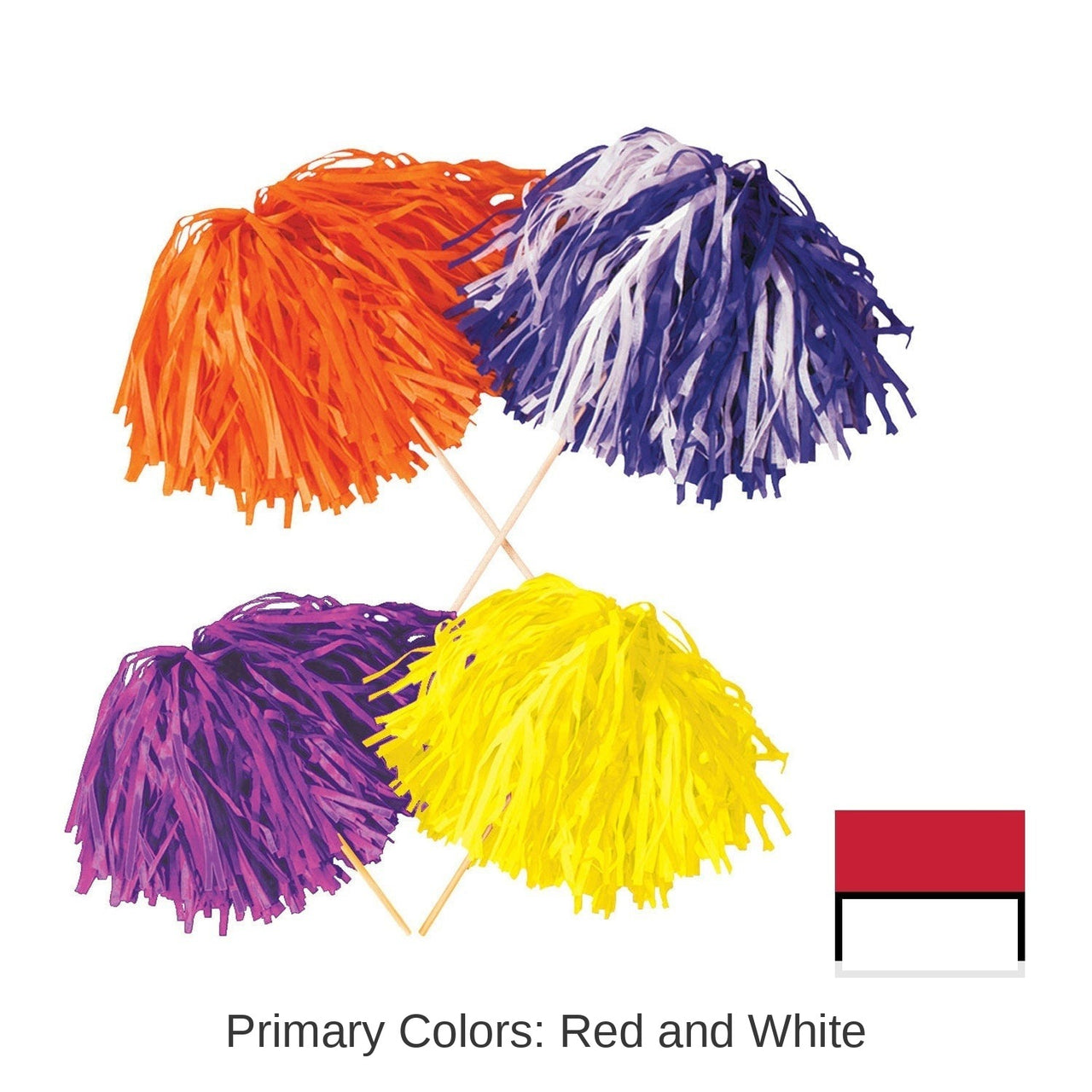 144 Pack Bulk Red & White Tissue Pom Pom 480 Strands Football & Spirit