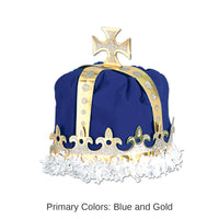 12 Pack Bulk Royal King's Crown - blue - velvet-textured