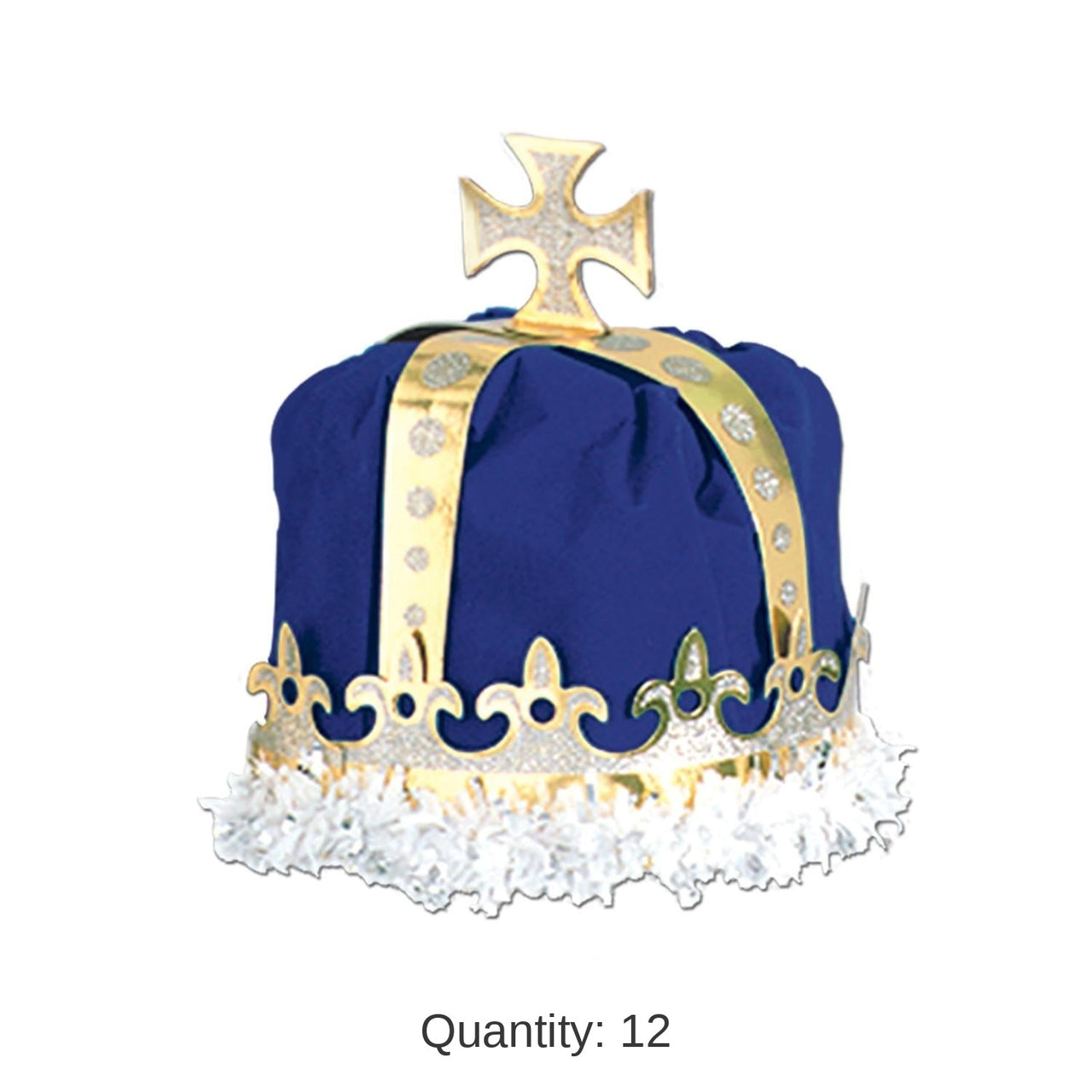 12 Pack Bulk Royal King's Crown - blue - velvet-textured