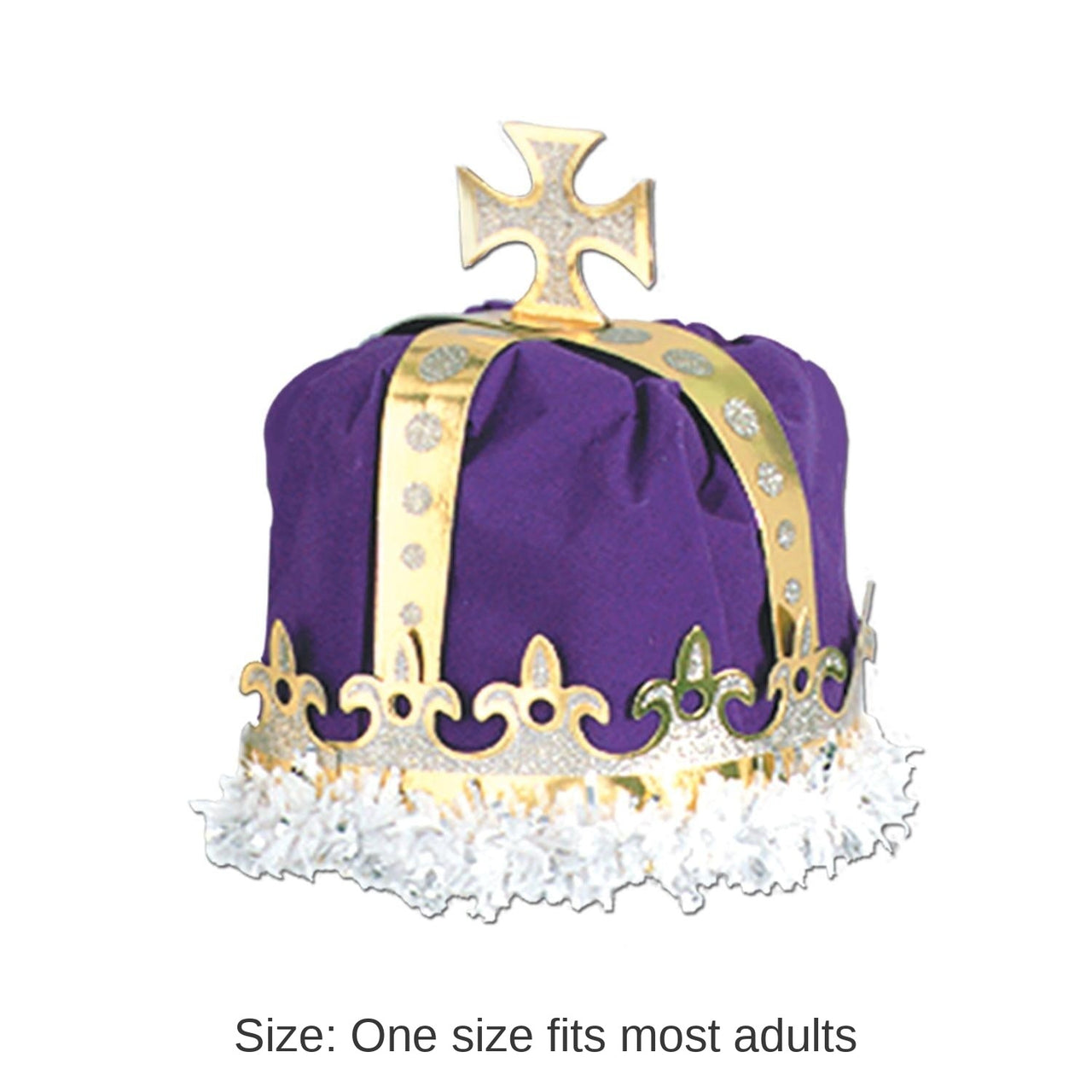 12 Pack Bulk Mardi Gras Royal King's Crown - purple - velvet-textured