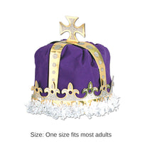 12 Pack Bulk Mardi Gras Royal King's Crown - purple - velvet-textured