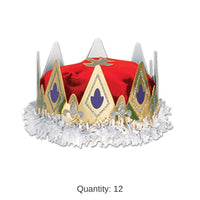 12 Pack Bulk Royal Queen's Crown- Red