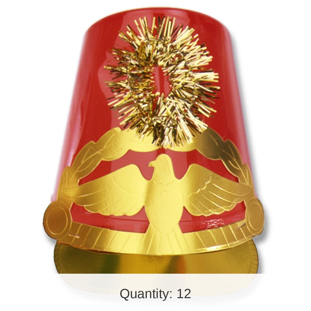 12 Pack Bulk Christmas Plastic Drum Major Hat red