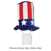 6 Pack Bulk Plush Patriotic Hat with Beard