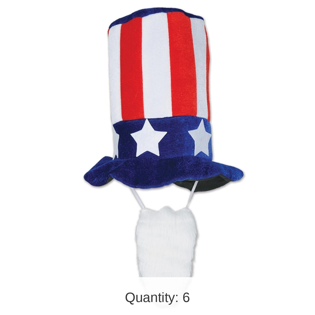 6 Pack Bulk Plush Patriotic Hat with Beard