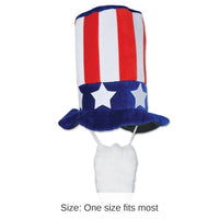 6 Pack Bulk Plush Patriotic Hat with Beard