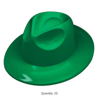 25 Pack Bulk Green Plastic Fedora Hat One Size Fits Most