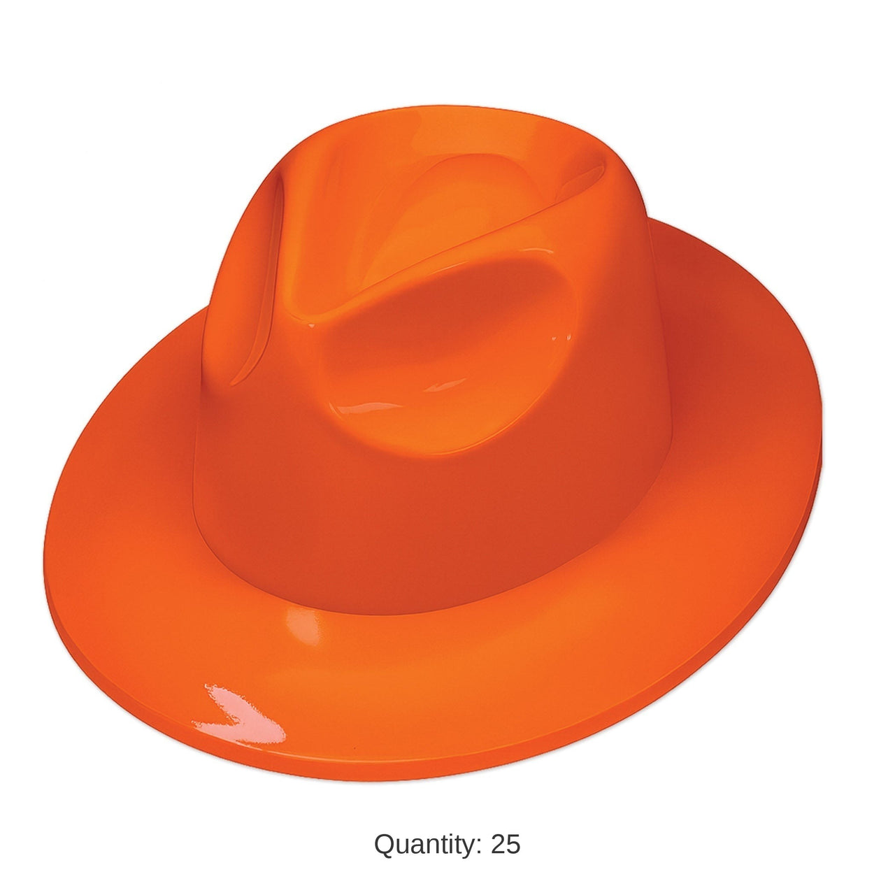 25 Pack Bulk Orange Plastic Fedora Hat One Size Fits Most