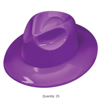25 Pack Bulk Purple Plastic Fedora Hat One Size Fits Most