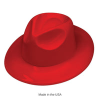 25 Pack Bulk Red Plastic Fedora Hat Spirit & School Event Headwear