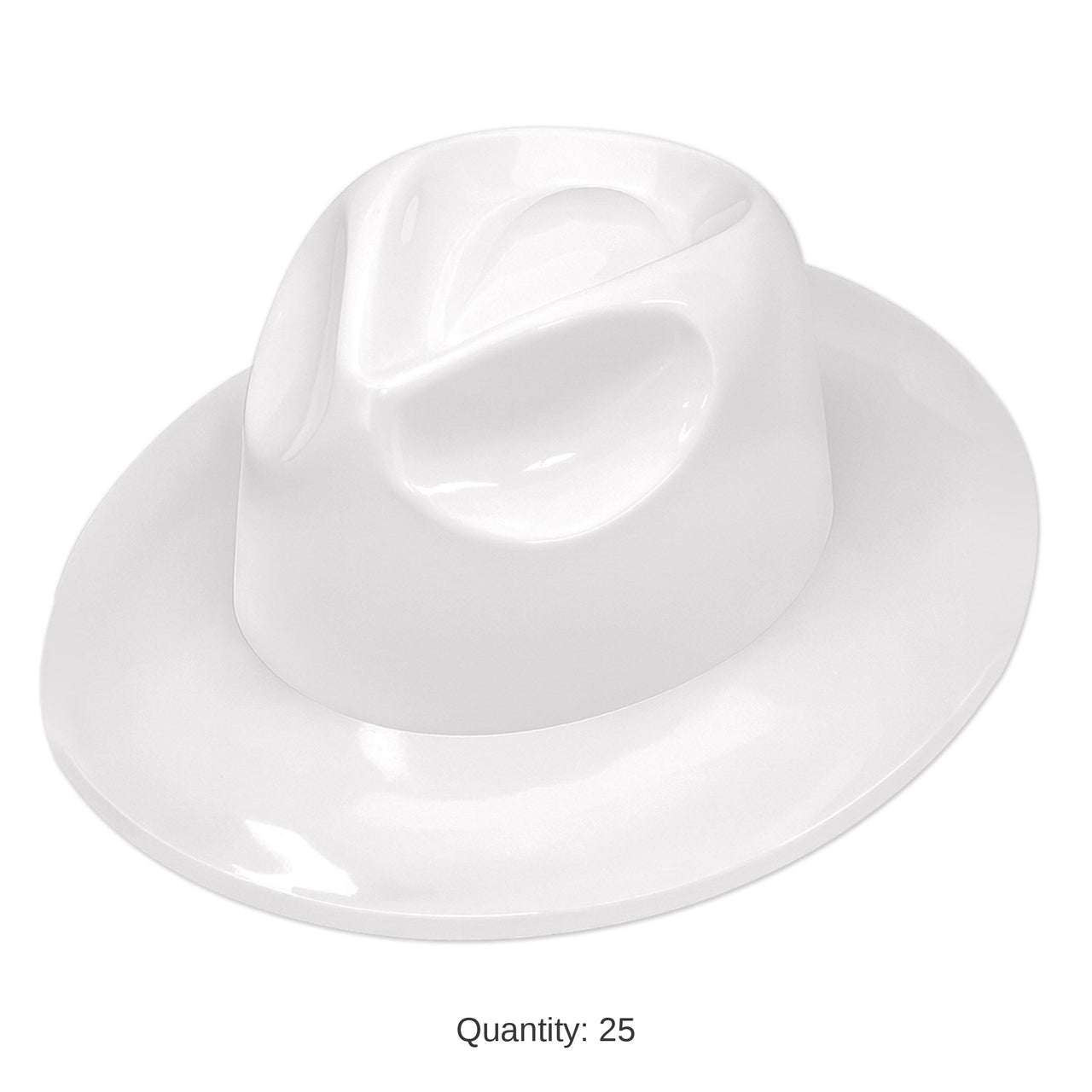 25 Pack Bulk White Plastic Fedora Hat Spirit & School Event Ready