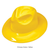 25 Pack Bulk Yellow Plastic Fedora Hat Spirit & School Event Accessory