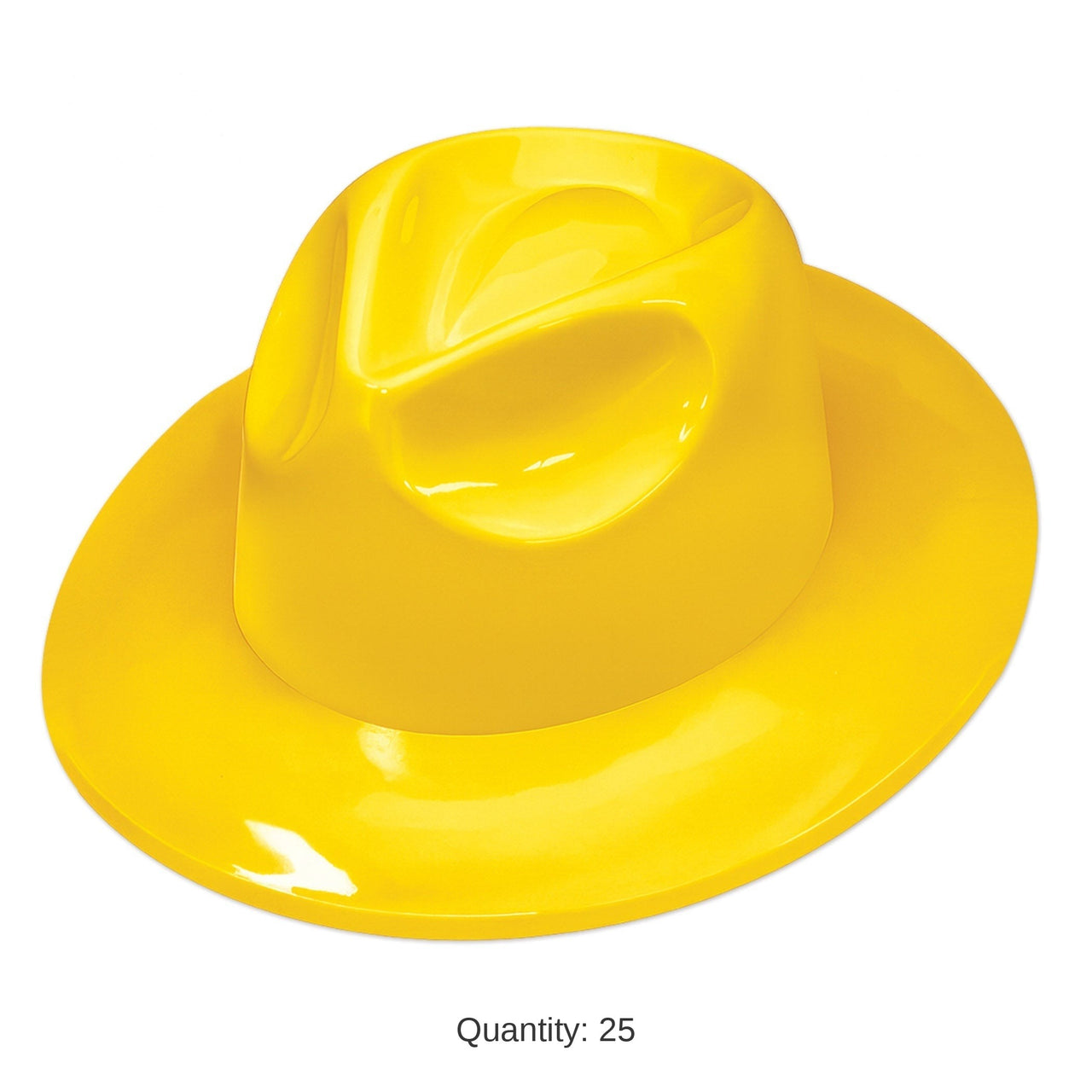 25 Pack Bulk Yellow Plastic Fedora Hat Spirit & School Event Accessory