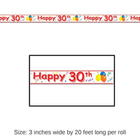 12 Pack Bulk Happy 30th Birthday Party Tape