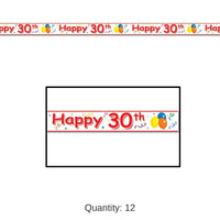 12 Pack Bulk Happy 30th Birthday Party Tape