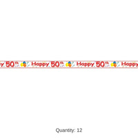 12 Pack Bulk Happy 50th Birthday Party Tape 20 ft Roll