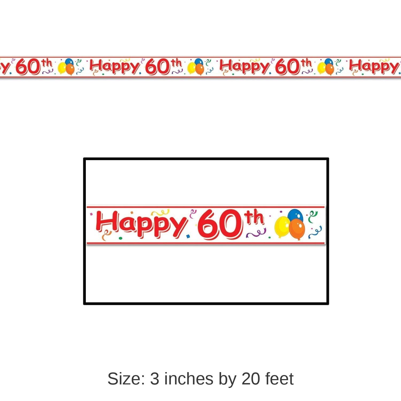 12 Pack Bulk Happy 60th Birthday Party Tape 20 ft Roll