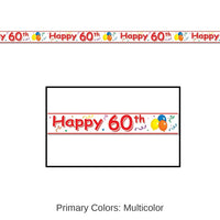 12 Pack Bulk Happy 60th Birthday Party Tape 20 ft Roll