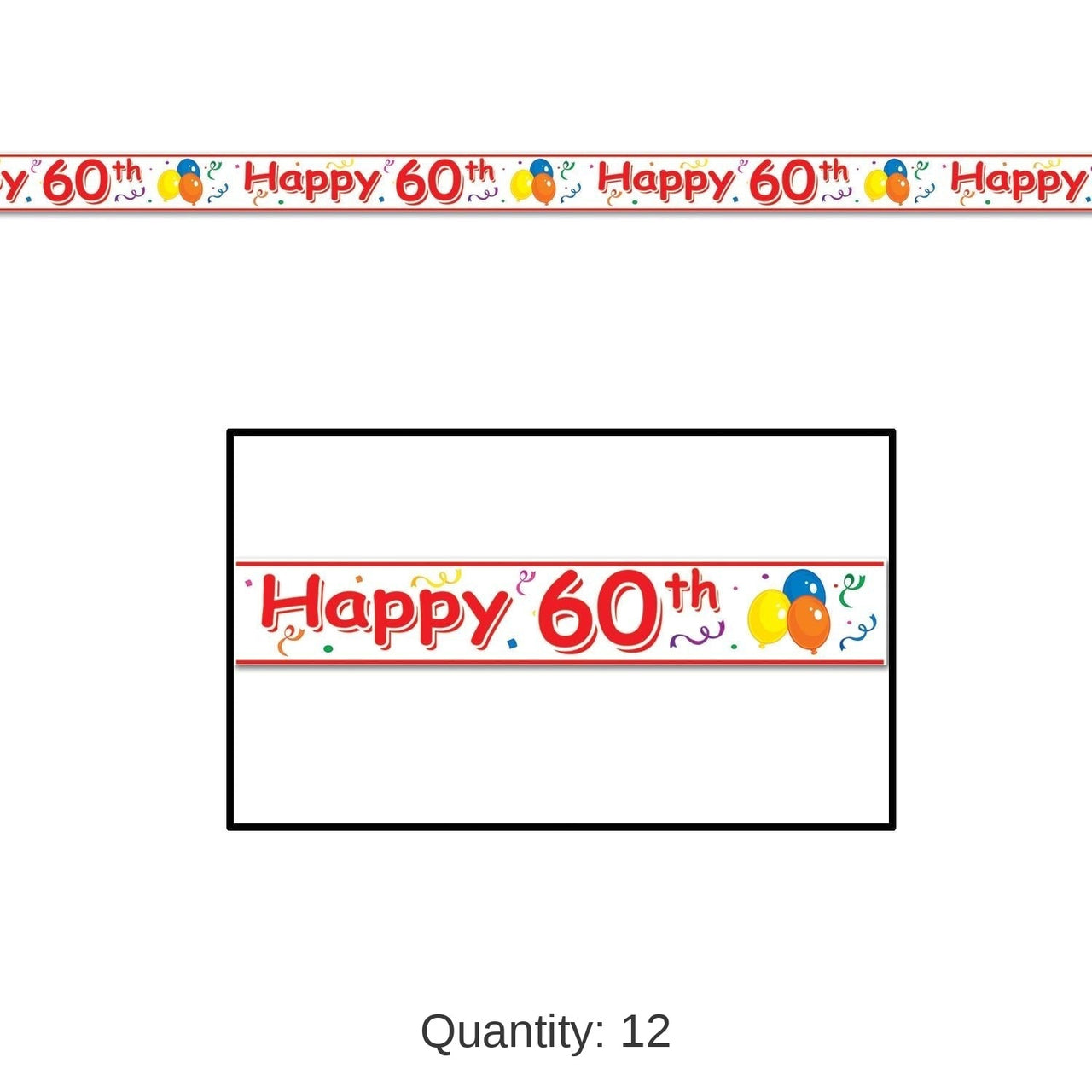 12 Pack Bulk Happy 60th Birthday Party Tape 20 ft Roll